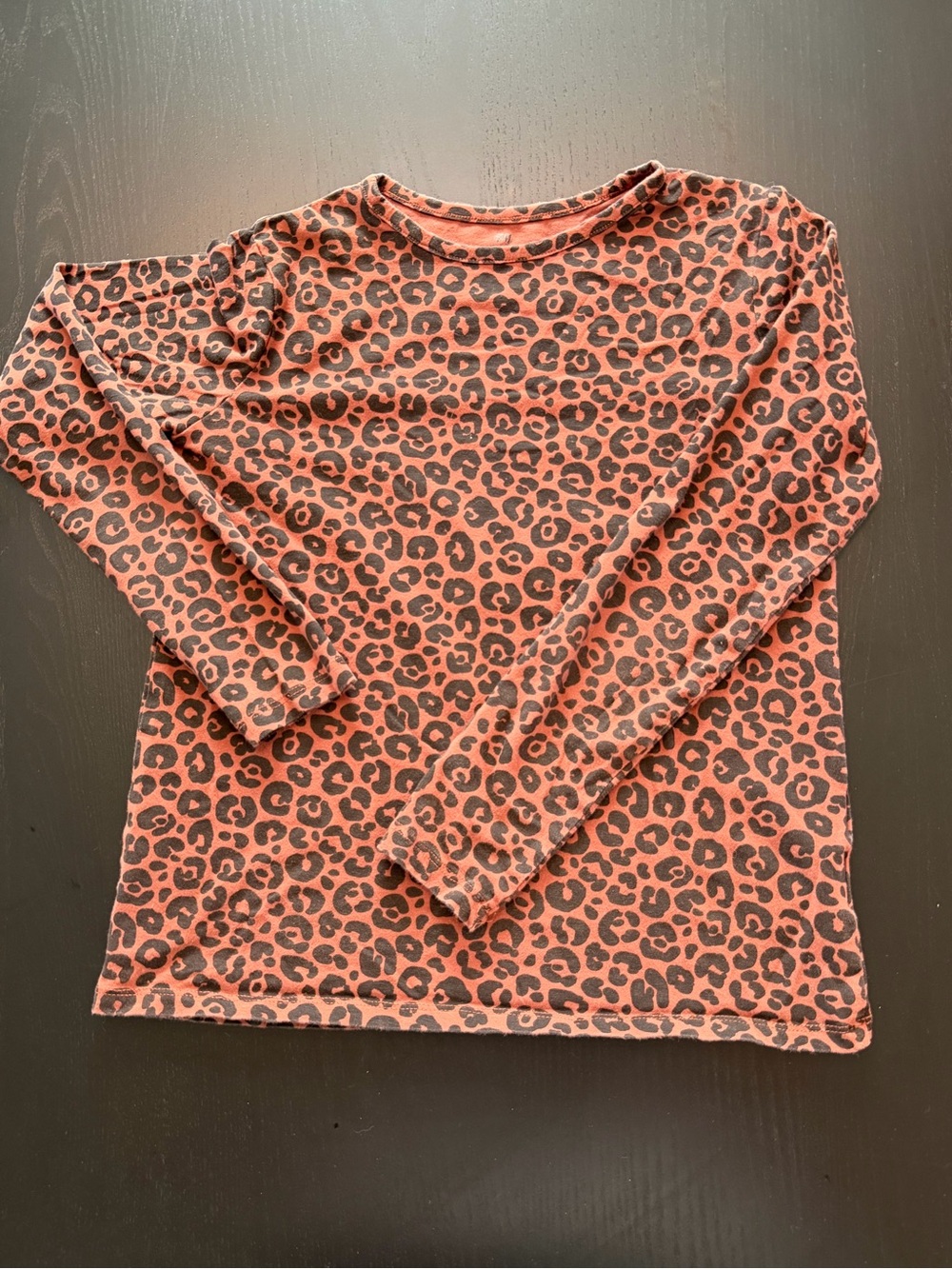 H&M Girls' Long Sleeve Leopard Print Top - Rust Brown